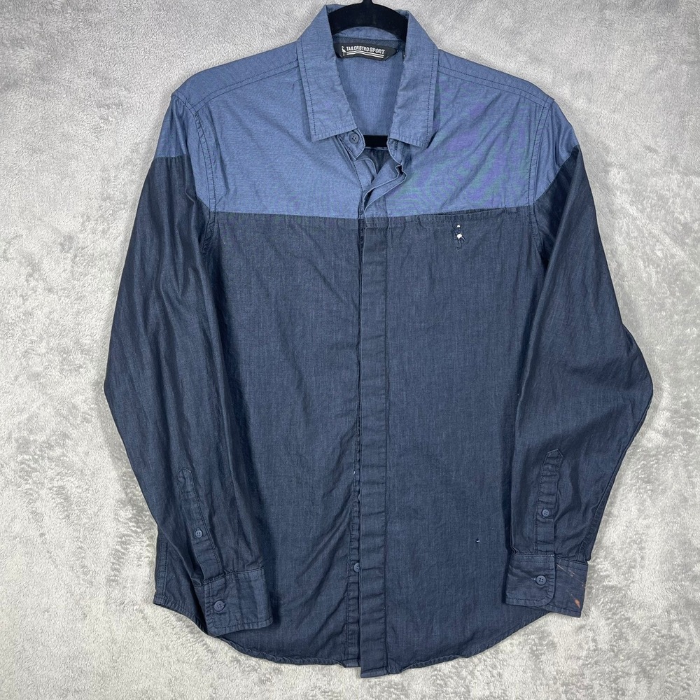 Tailorbyrd‎ Sport Button Down Mens Medium Blue Colorblock Long Sleeve Shirt